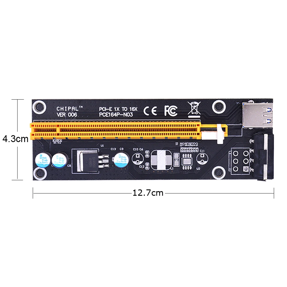 CHIPAL PCI-E Райзер-карта VER006S Экспресс 1X 4x 8x 16x расширитель PCI E USB 006 SATA 4Pin 15pin адаптер