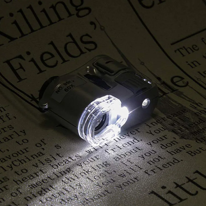 Портативный микроскоп увеличительное стекло 60 раз со светодиодной лампой