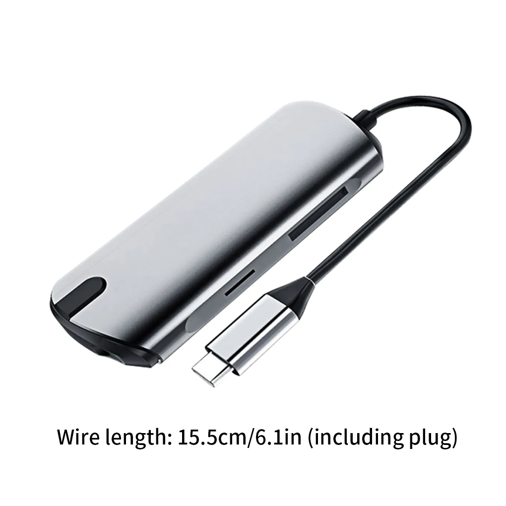 

Portable Type-c Hub 7 in 1 Adapter USB 3.0 Multiport Wireless Charger PD Charging SD Card Reader Docking Station for MacBook Pro