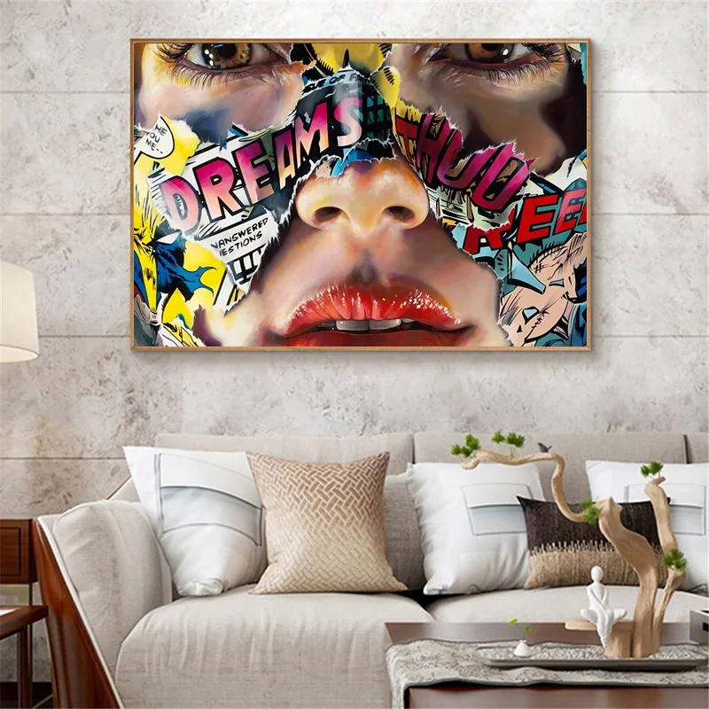 

Abstract Beauty Face doodle Canvas Paintings Wall Art Prints Poster Living Room Decorative Paintings On The Wall Home Decor