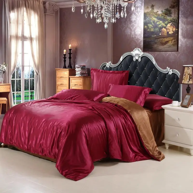

100% silk Bedding Set A/B version design duvet cover bed sheet pillow Quilt cover High end atmosphere Multicolor optional