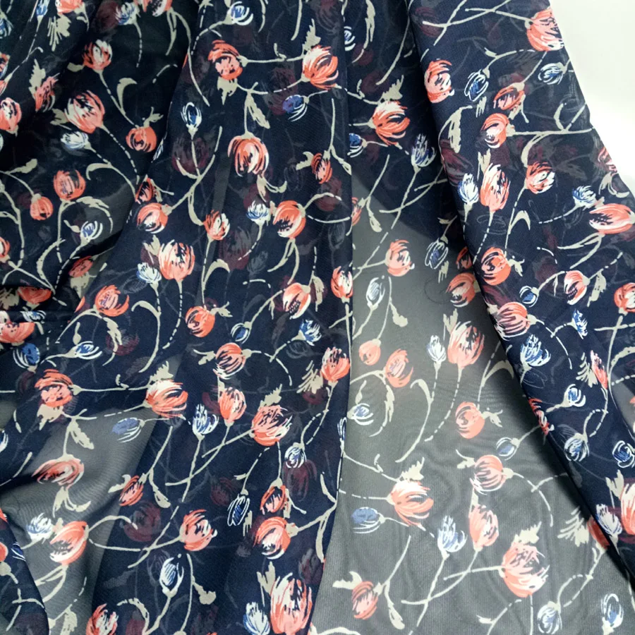 Необычный цветочный печатный материал мягкий дышащий Шарф ткань для рукоделия