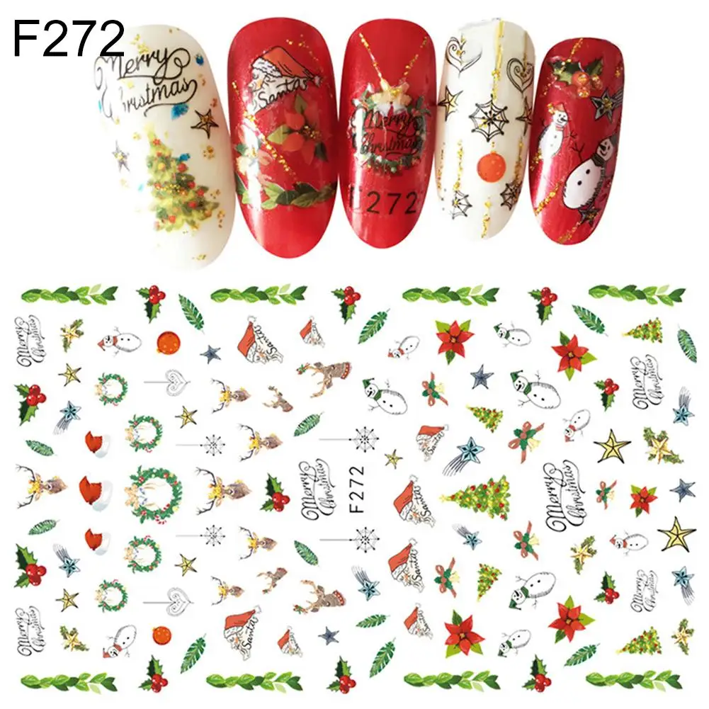 Рождественский Санта дерево звезда шар подарок наклейки для ногтей клейкие