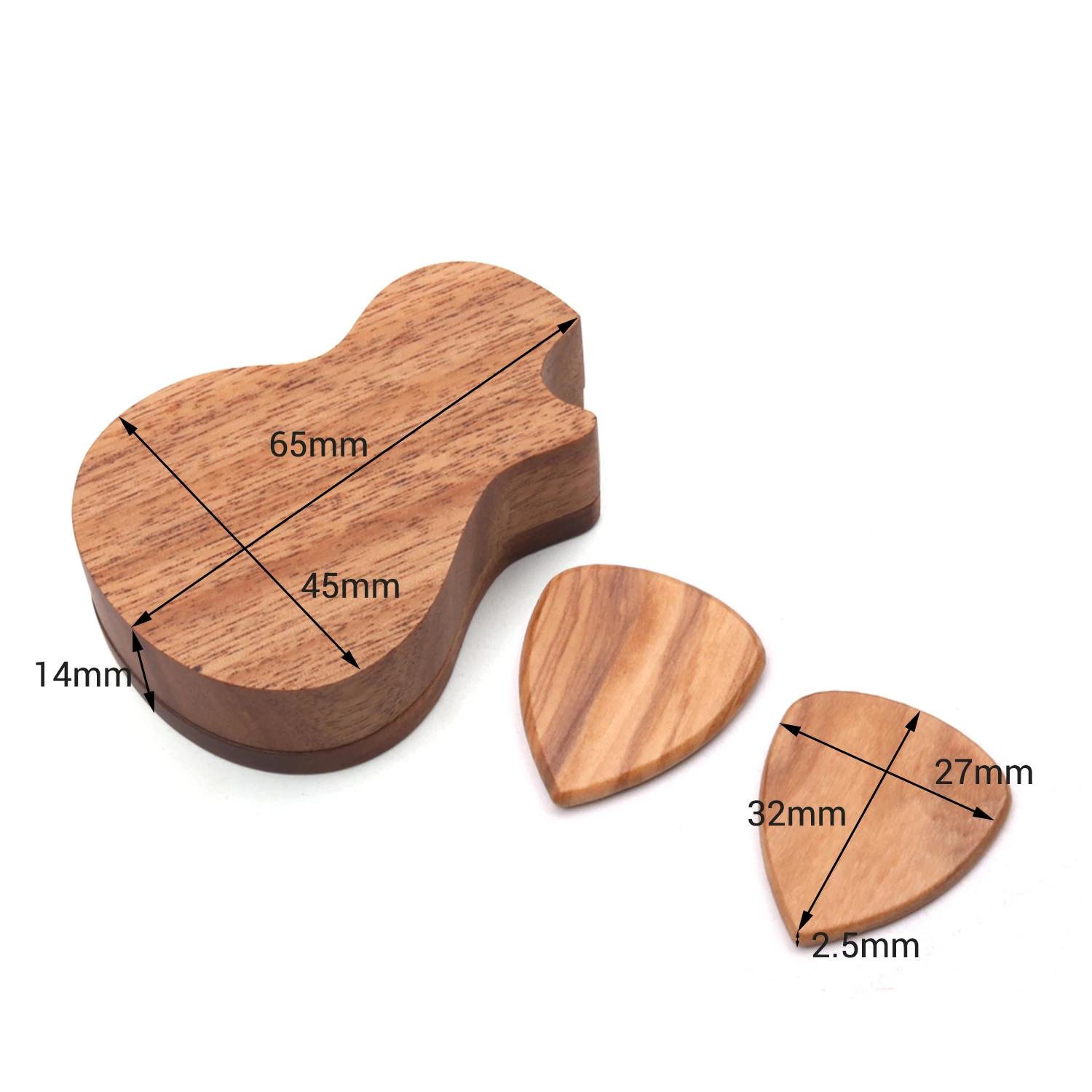 

Delicate Wooden Guitar Pick Set Plectrum Storage Holder Case Box with 2pcs Guitar Picks Wood guitar accessories