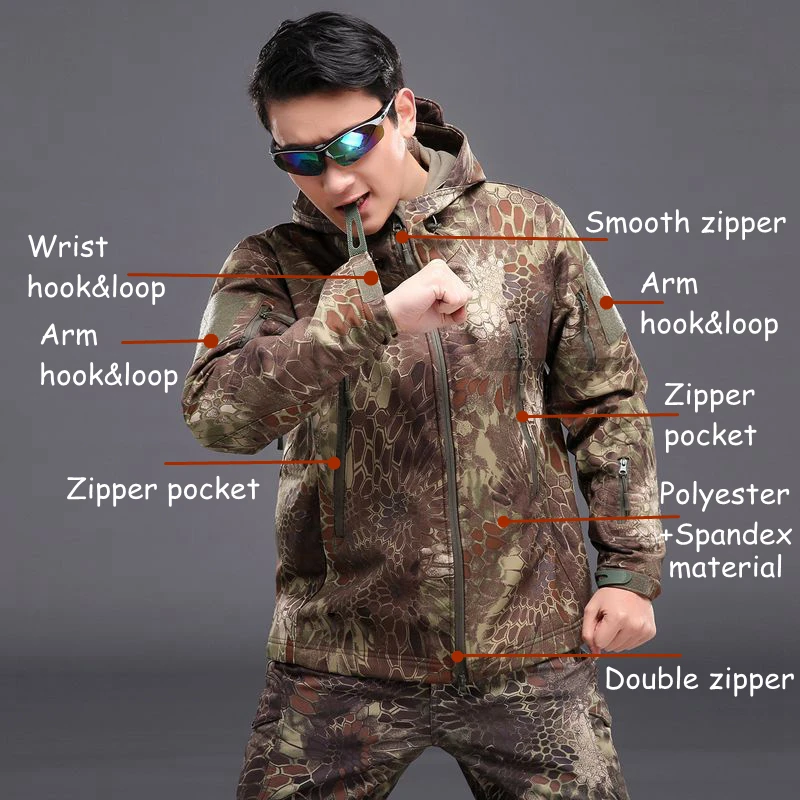 Армейские камуфляжные куртки ветровка военные тактические с мягкой оболочкой