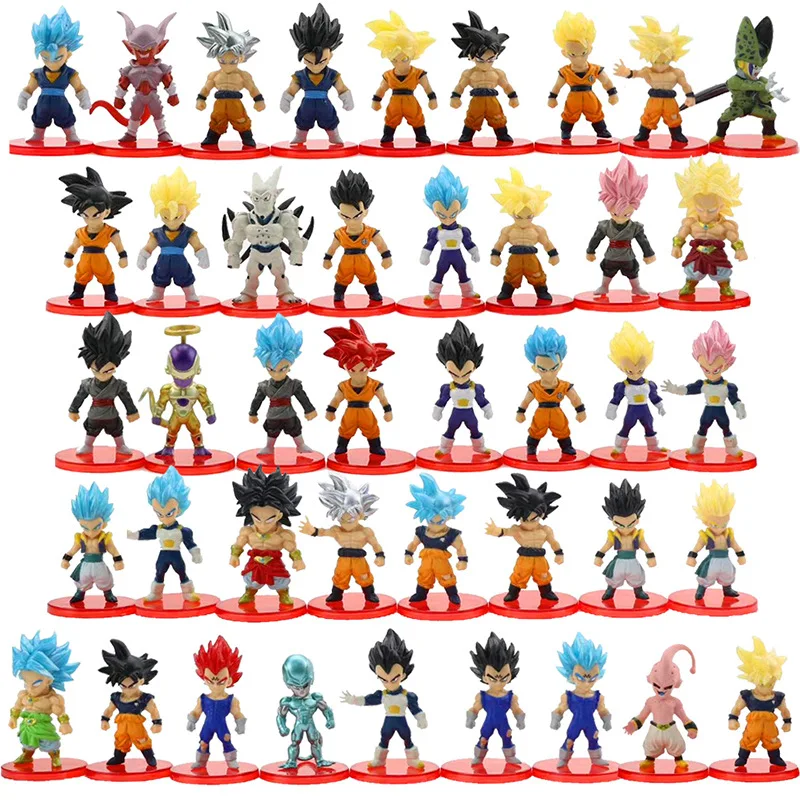 

21Pcs A Set Of Cartoon Figure Toys Peripheral Action Cartoon Characters Son Goku Vegeta IV Majin Buu Model Statue Decoration