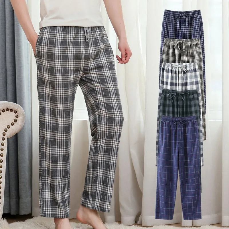 

Men Pyjama Trousers Fall Homewear Washed Cotton Men Pajamas Home Pants Large Size Loose Sleep Pants Pure Cotton Lacing