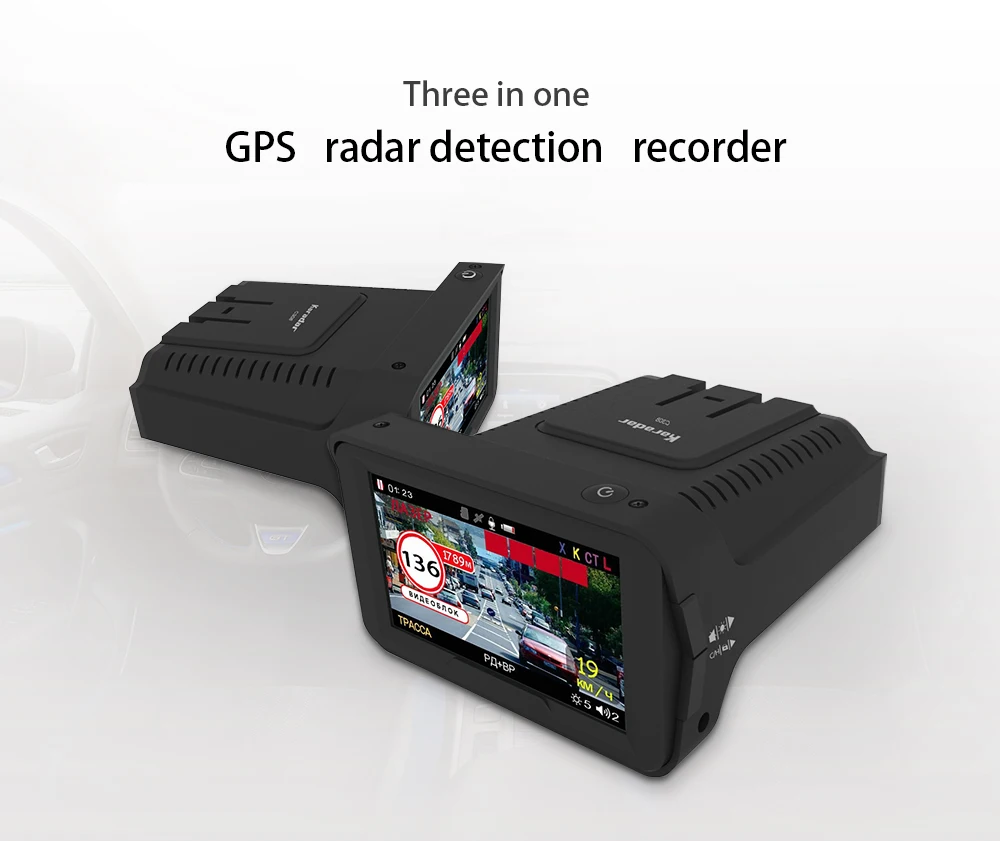 Karadar 1080P 3 в 1 Автомобильный Gps анти радар детектор DVR видео рекордер Desh cam камера Русский Голос ips 3 дюйма дисплей 140 градусов
