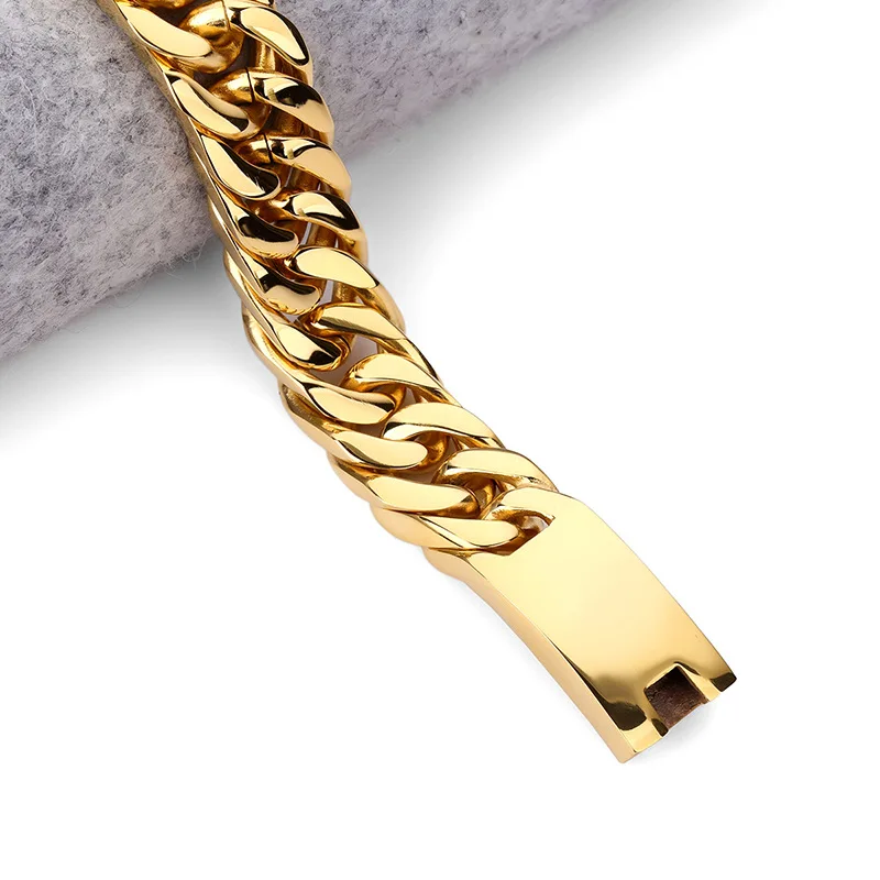 Мужской плоский браслет из нержавеющей стали в стиле хип хоп|Цепочки и браслеты| |