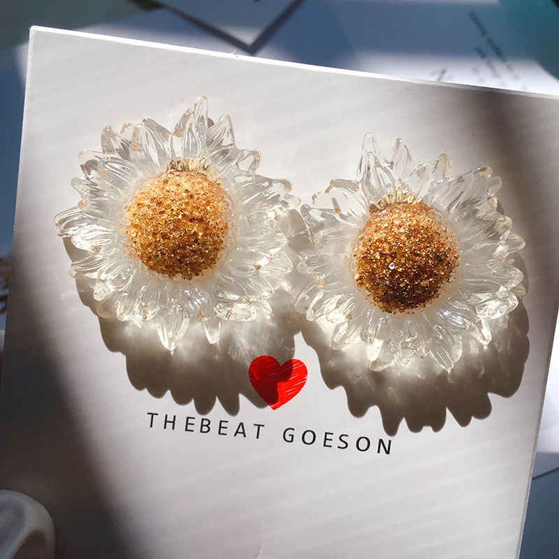 Прозрачные Серьги клипсы в виде маргариток для ушей без отверстий серьги свежих