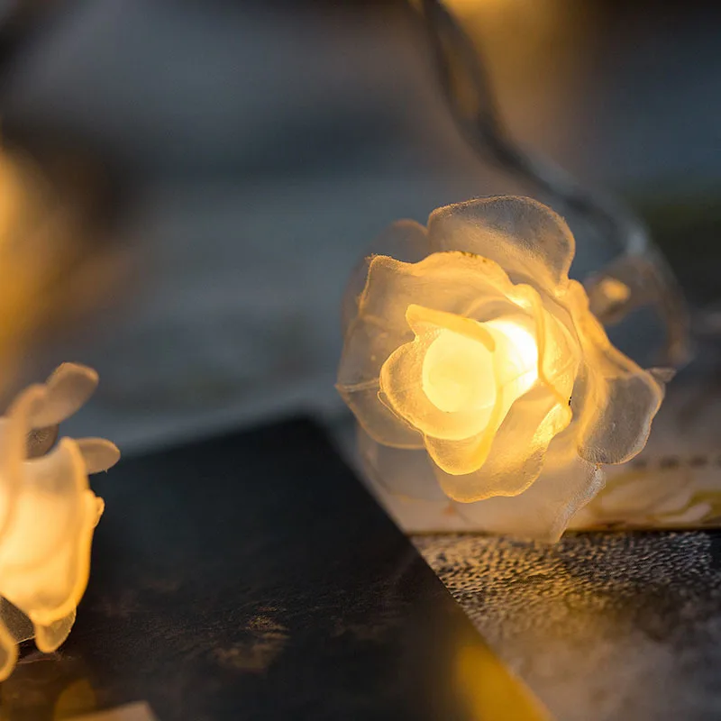 Светодиодная гирлянда с цветами розы на батарейках AA уличные гирлянды для