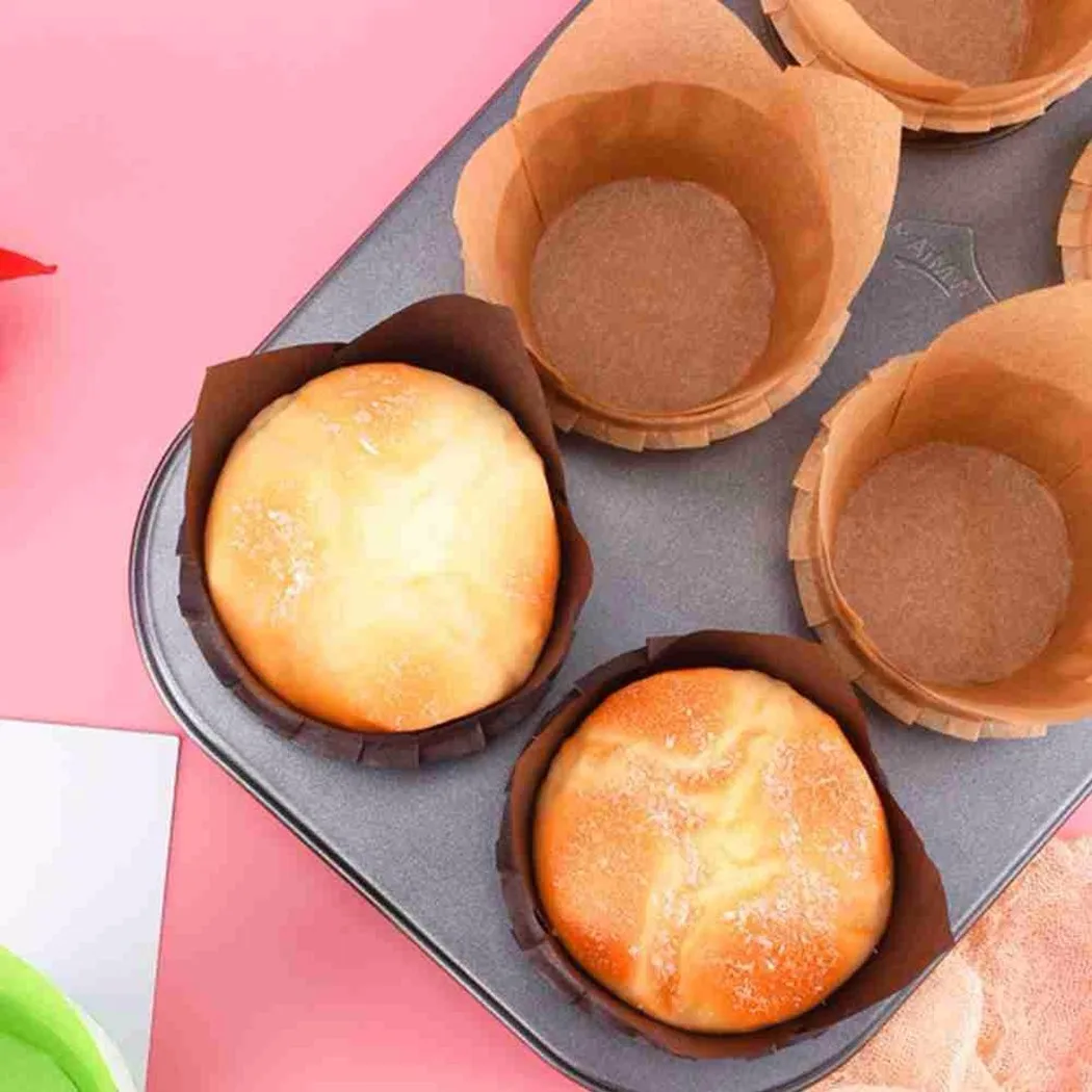 

50Pcs Tulip Paper Cupcake Oil-proof Cake Wrapper Muffin Cupcake Liner Paper Holder Baking Paper Cake Cups Bakeware Pastry Tools