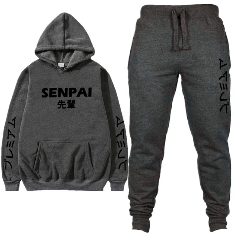 2Dark gray Мужские спортивные костюмы с капюшоном, куртка, спортивный костюм, новые осенние спортивные мужские спортивные комплекты толстовка с принтом, мужская одежда - Цвет: 2Dark gray