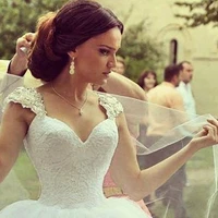 ball gown sheer beading cap sleeves tullenetting o waist sweep train lace wedding dress