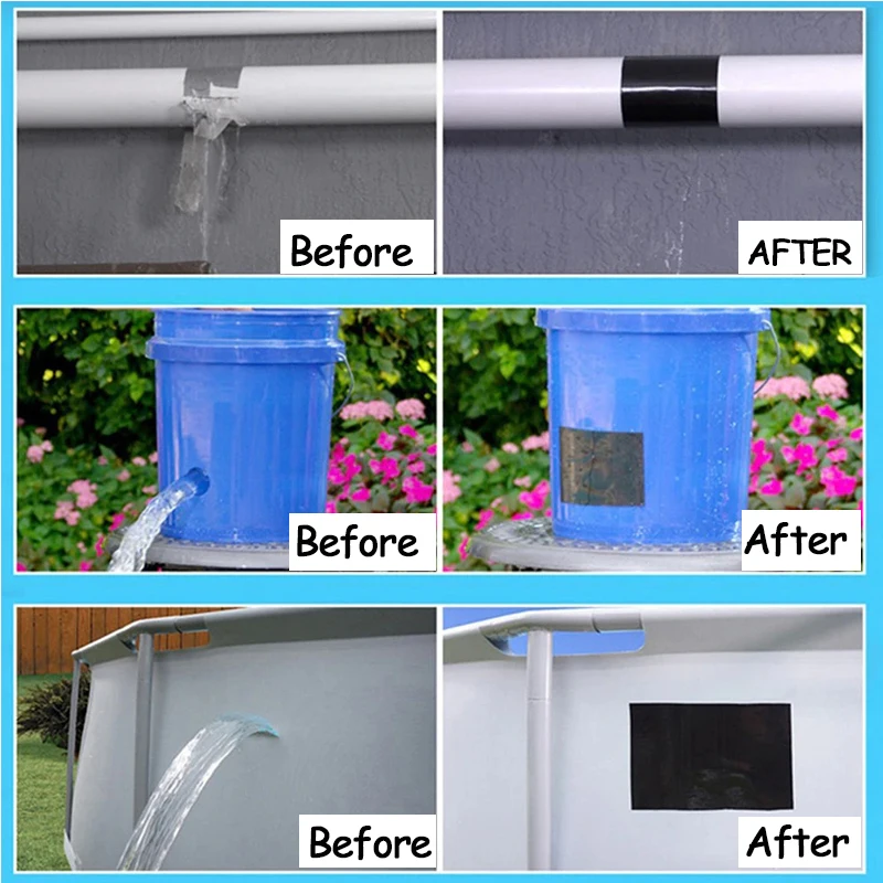 Super Strong Fiber Waterproof Tape Stop Leaks Seal Repair Insulating Performance Self Fix Adhesive Length 1.52m Width 10cm | Обустройство
