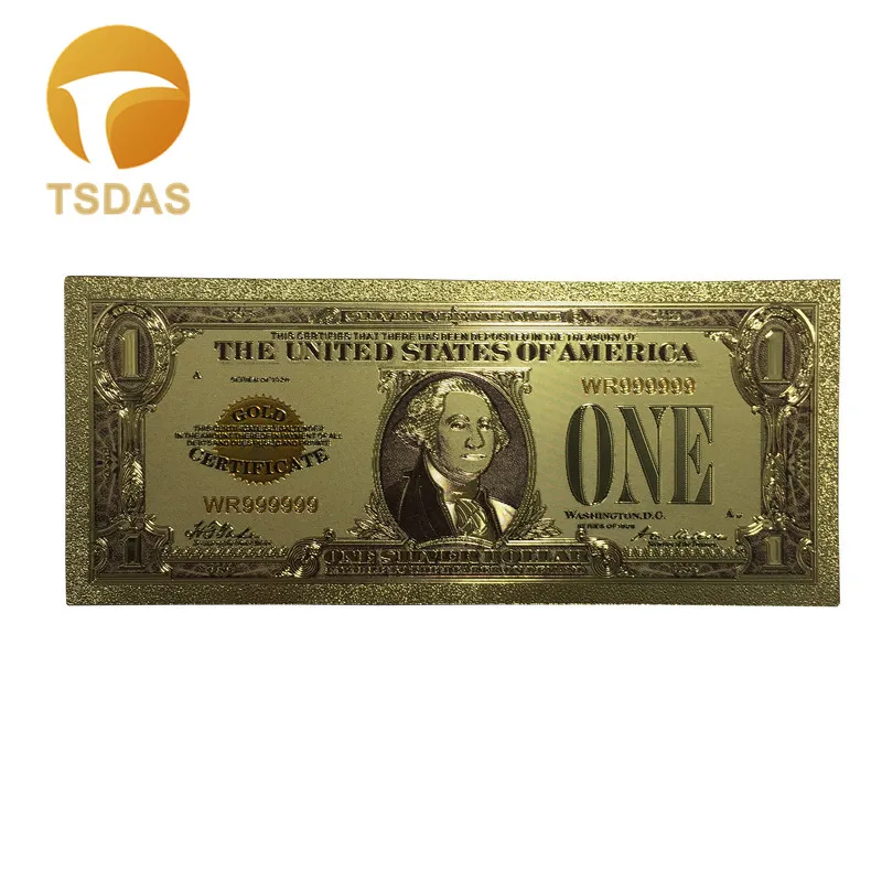 Colorful America 1 Dollar Pure Gold Banknote 2-sides Plated 24K Bill Bank Notes Business Souvenir Gifts 10pcs/lot | Дом и сад