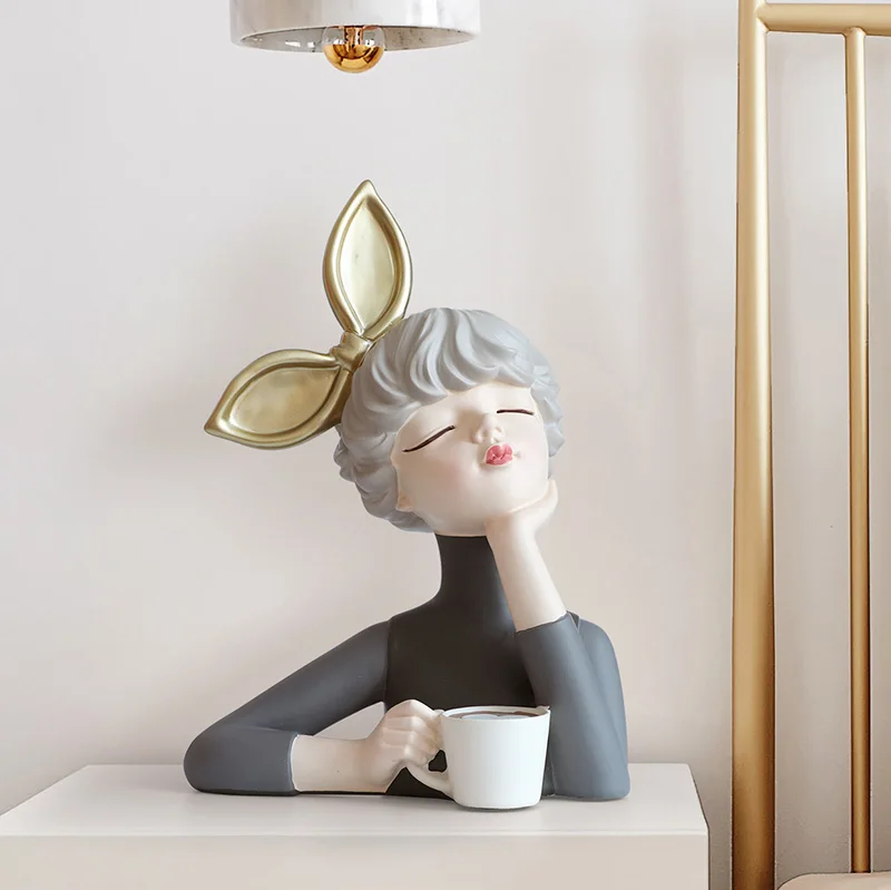 

Moden Gorgeous Girl Resin Art Statue Gift Room Decoration Accessories Sculpture Ornaments Home Decoration Tabletop Figurines