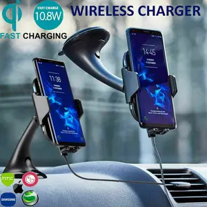 mini wireless car fast charger phone holder dashboard suction mount qi wireless charging suckers phone car holder for iphone x 8 free global shipping