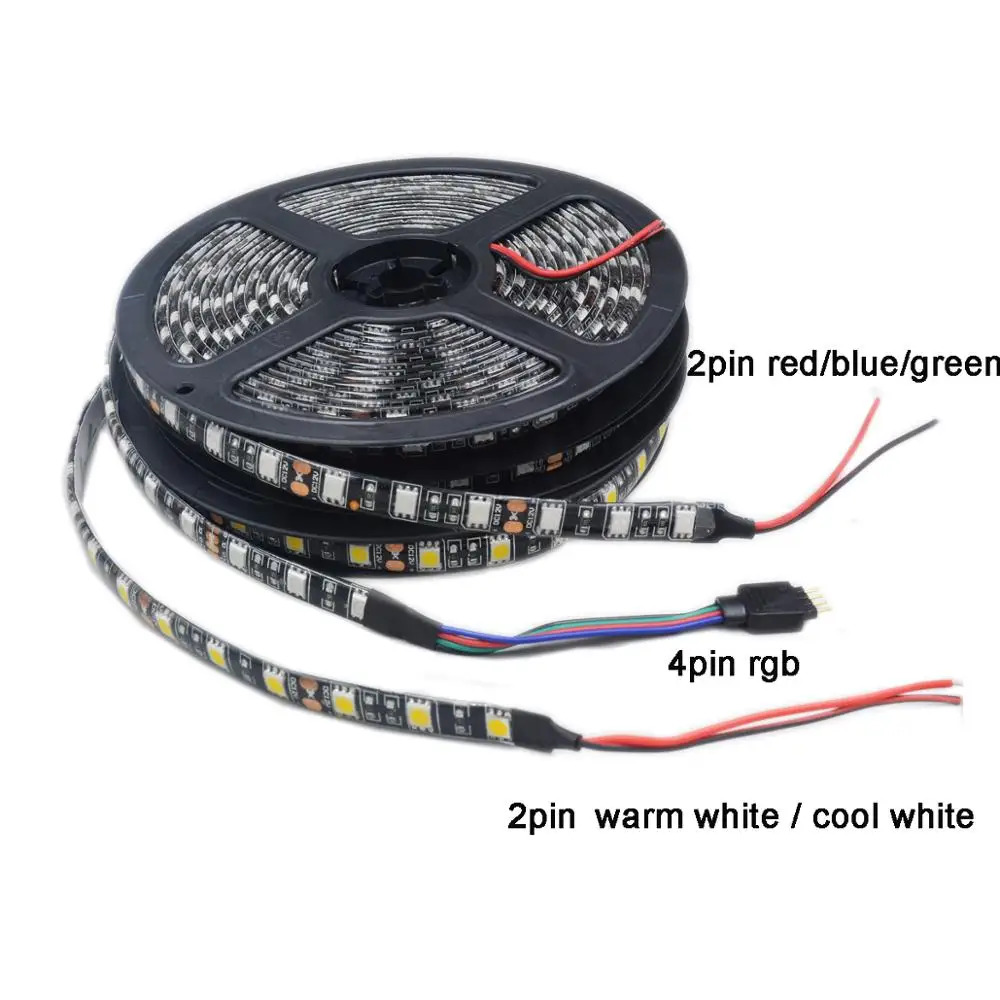SPLEVISI DC12V 5m 60 светодиодный/m черная печатная плата 5050 светодиодная ленсветильник