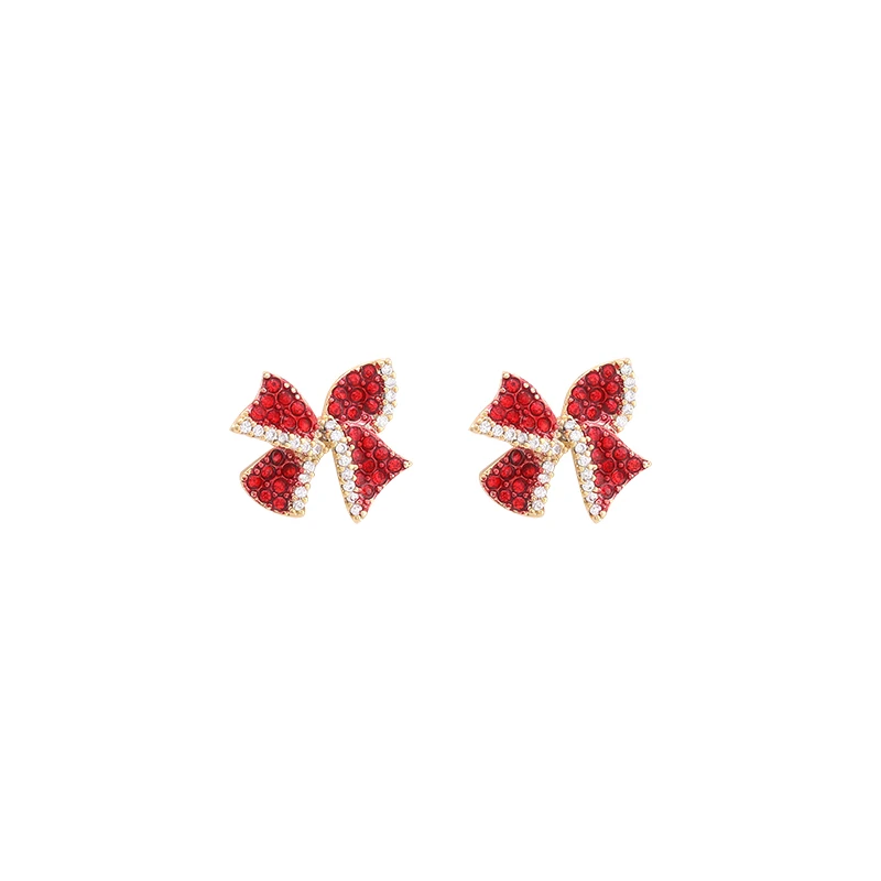 

Sexy Red Stone Bow Stud Earrings For Woman 2021 New Korean Fashion Jewelry Gothic Accessories Party Girl's Unusual Earrings