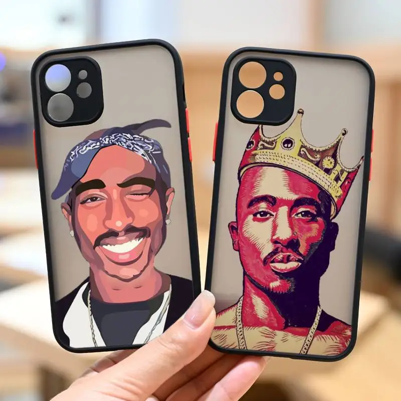 

Hiphop Rap Singer 2Pac Tupac Shakur Phone Case Black Transparent Matte For IPhone 7 8 11 12 S Pro X XS XR MAX Plus Cover Shell
