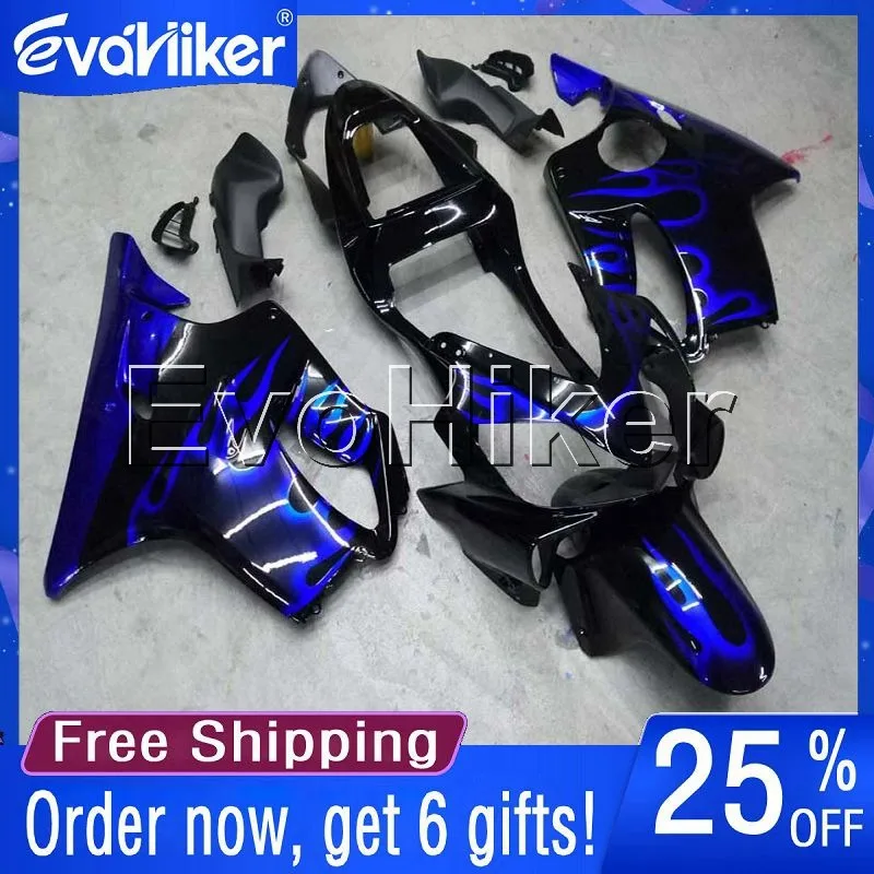 

Custom motorcycle cowl for CBR600F4i 2001 2002 2003 Injection mold motorcycle fairing blue flames+gifts