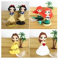 disney frozen q pocket mermaid princess snow white pvc action figure cake ornament collection princess dolls model toys kid gift