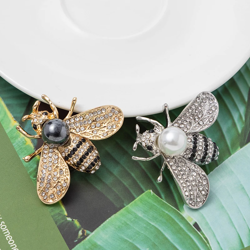 Детские и мужские Броши RHao в виде летающей пчелы стразы брошь с жемчугом Заколки