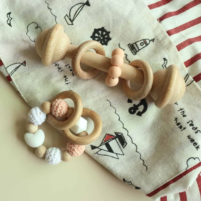 

Baby Pacifier Clip Chain Teething Bracelet Crochet Elk Soother Rattle Teether