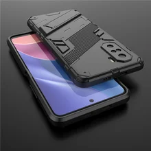 For Xiaomi Poco F3 Case Shockproof Silicone Bumper Holder Stand Armor Hard PC Back Cover Poco F3 Phone Case For Xiaomi Poco F3