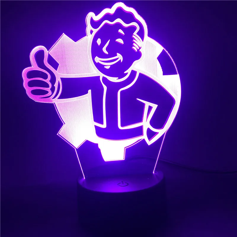 Anime Fallout Vault Boy 3d Led Colorful Cute Lamp Decoration Color Changing Night Lights Gift Table Desk Doll Lighting