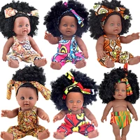 2020 black doll afro long hair 30cm 12inch reborn dolls baby newborn full silicone baby doll poupee silicone baby doll 667788