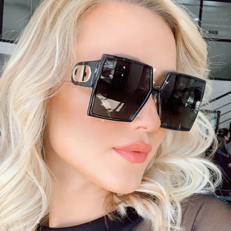 

vintage trend oversized designer sunglasses for women leopard print sun glasses black luxury brand fashion gradient shades