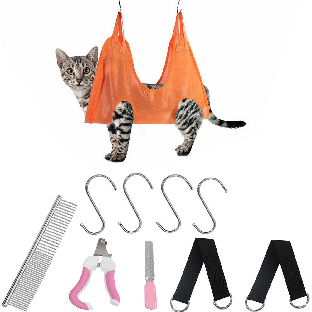 

Pet Grooming Hammock Helper Cat Grooming Restraint Bag Pet Grooming Tools Comb Set Puppy Dog Cat Nail Clip Trimming Bathing Bag