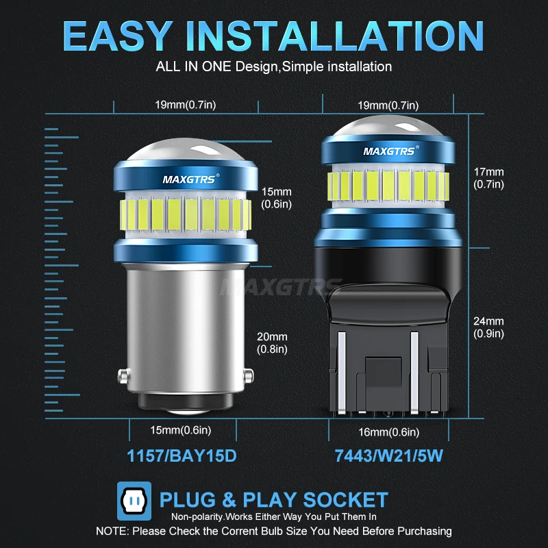 Светодиодная лампа 1157 BAY15D W21/5W BA15D T20 7443 3157 для указателей поворота белый красный