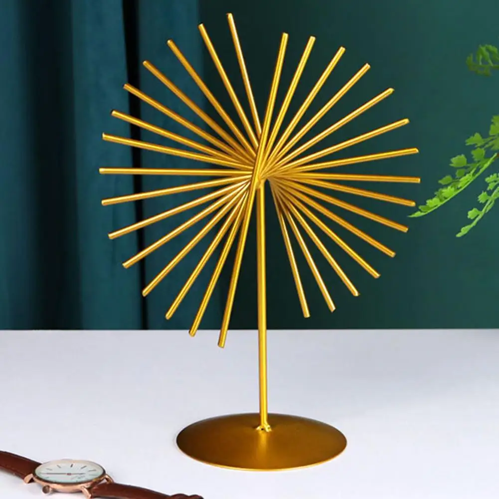 

Abstract Ornament with Base Decoration Creative Geometric Lines Sculpture Iron Art for Office
