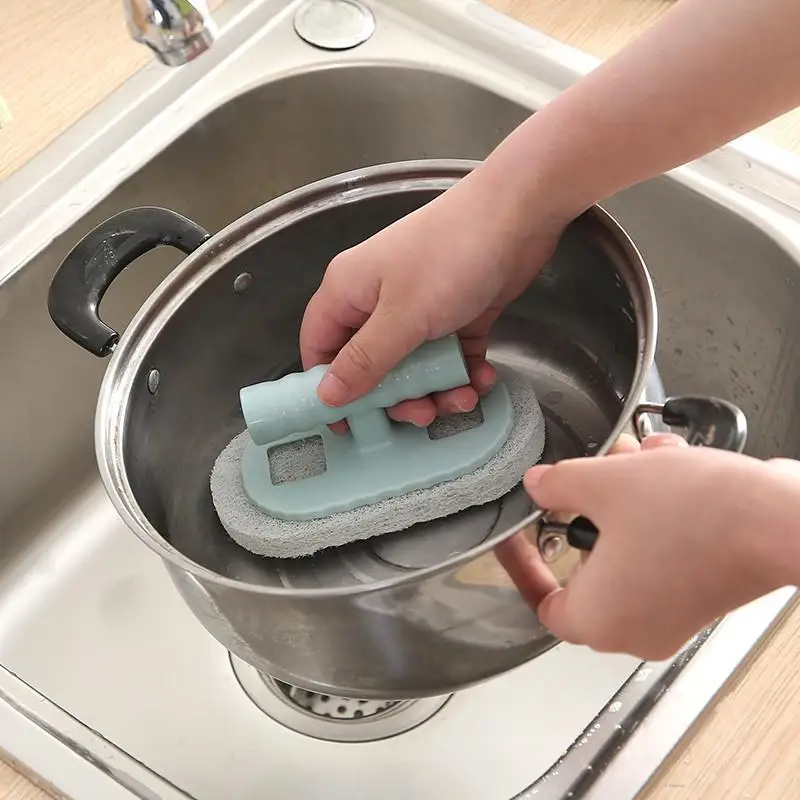 

Kitchen Cleaning Brush With Handle Pot Washing Wipe Decontamination Brush Bathtub Sponge Wipe