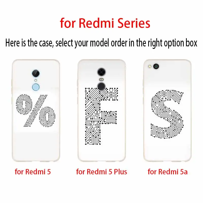 in Black And White Circuit Board Font - Illustration Soft Case For Xiaomi Redmi Note 11 10 9 8 7 Pro Max 10s 9S 9T 8T 4G 5G | Мобильные
