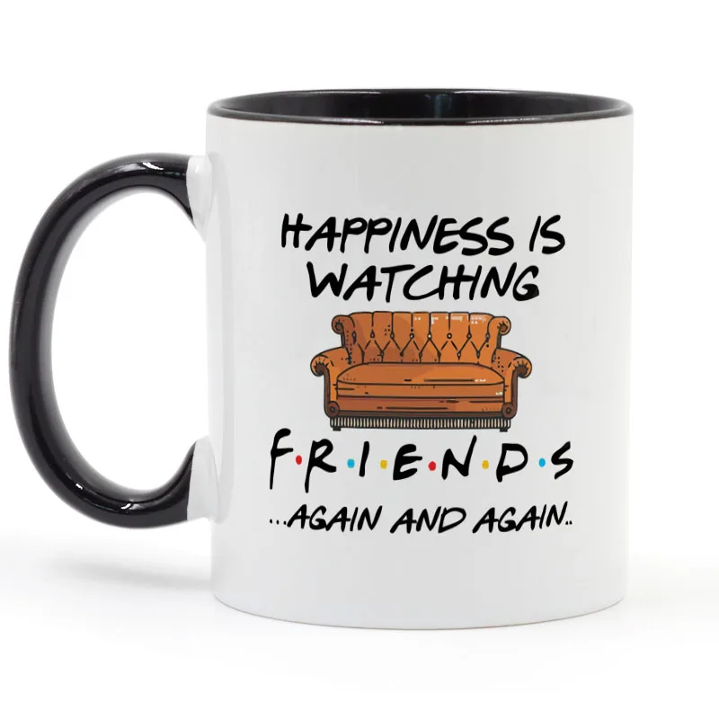 

Happiness Is Watching Tv Shows Friends Coffee Mug Ceramic Cup 11oz Gift Mug for Your Friends Milk Mugs and Cups