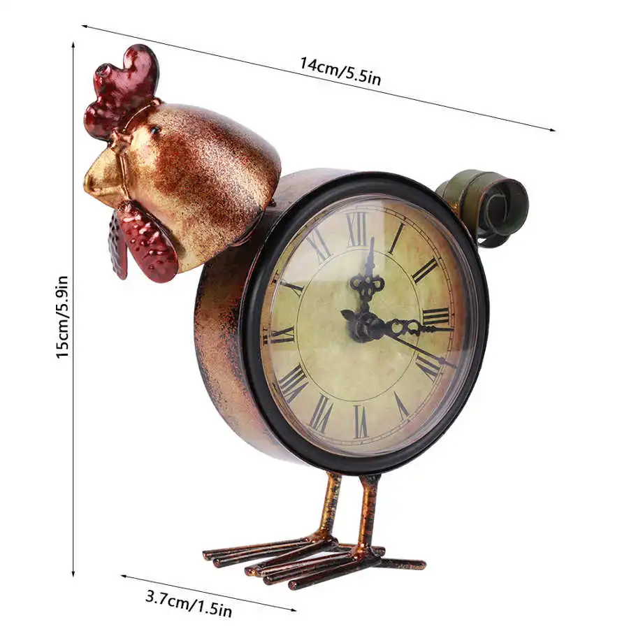 Европейский Винтажный стиль железные часы в форме курицы настольные стиле ретро