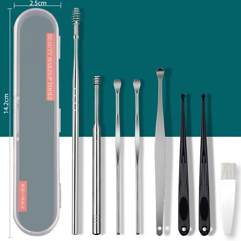 

8Pcs Ear Cleaner Stainless Steel Wax Picker Spiral Ear Wax Cleaning Spoon Tool Beauty Cleaning Tool