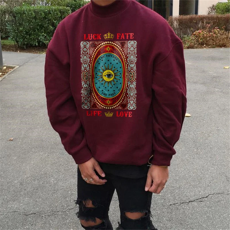 

Men Spring Vintage Pattern Printed Sweatshirt 2021 Autumn Mens Fashion Loose Sweatshirts Casual Long Sleeve O-Neck Pullover Tops