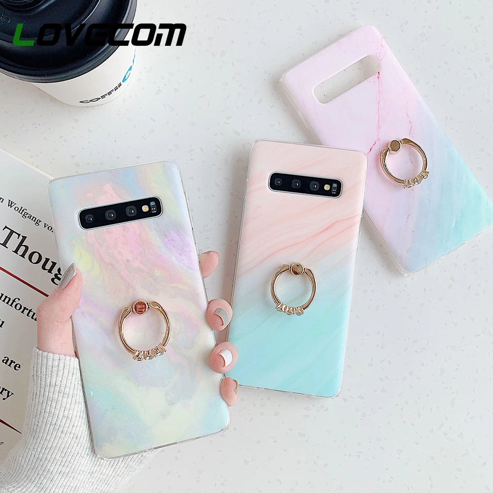 Чехол LOVECOM с градиентом для Samsung S20 S10 S9 Plus A50 A51 Note 10 Pro мягкий чехол накладка кольцом