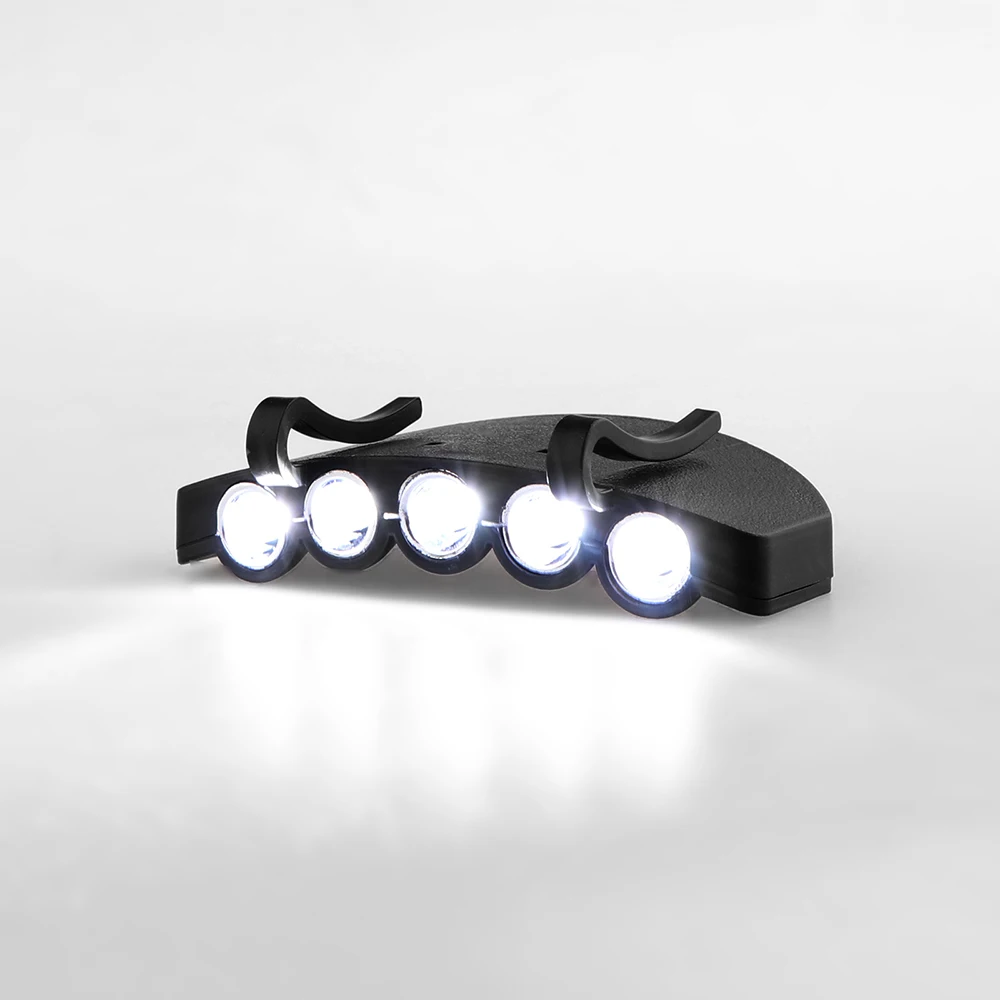 

New Hot Sell Night Safe Clip-on 5 Leds Head Cap/Hat Brim Light Head Lamp Torch Fishing Camp Hunting Outdoor Lighting