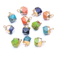 natural stone pendants faceted square emperor stone for jewelry making diy necklace earring accessories charms gift 9x9mm