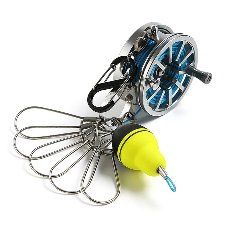 7M Fishing Stringer Live Fish Lock Buckle With Reel And Float Stainless Steel 5 Snaps Clips Tackle Carp Pesca | Спорт и развлечения