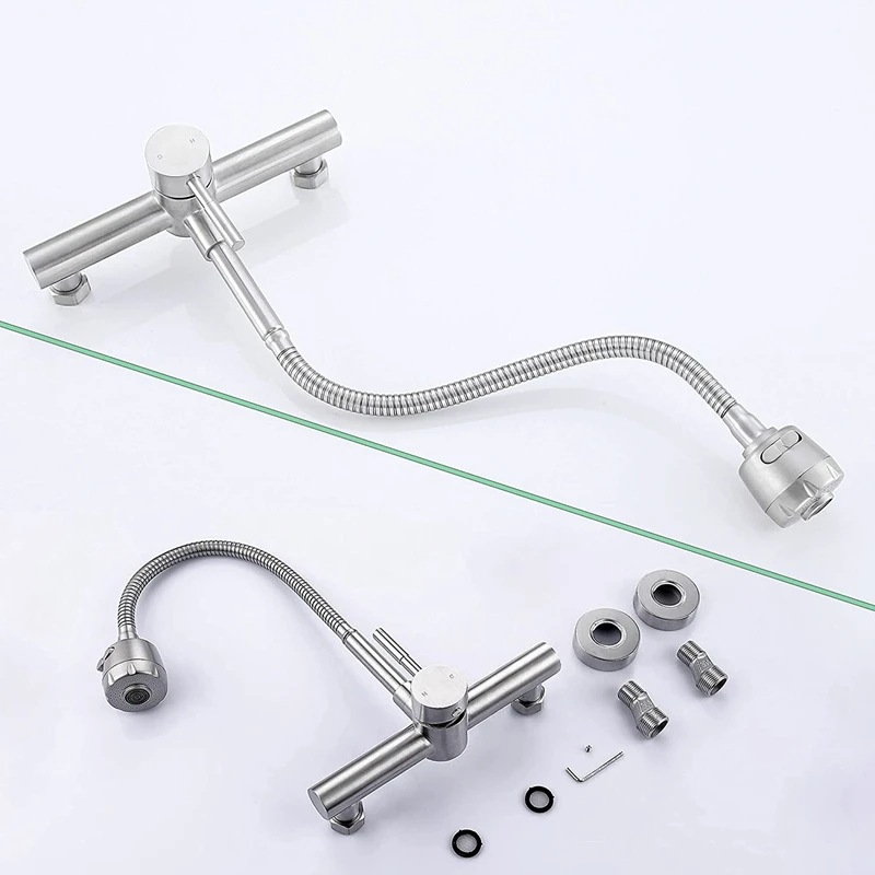 Кухонный кран с настенным креплением 8-дюймовый центральный двухфункциональным