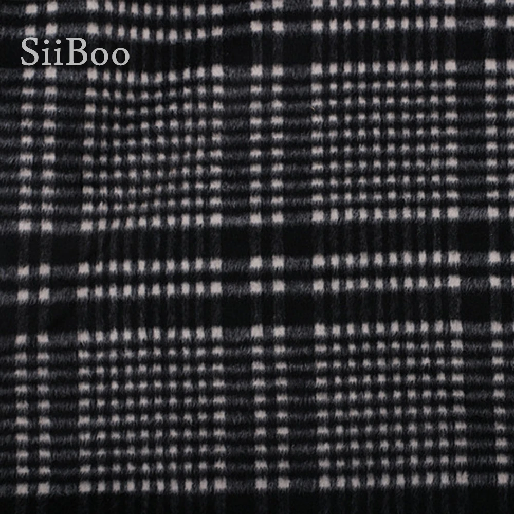Супер тяжелая серо-белая Клетчатая Шерстяная Смесь Альпака ткань для