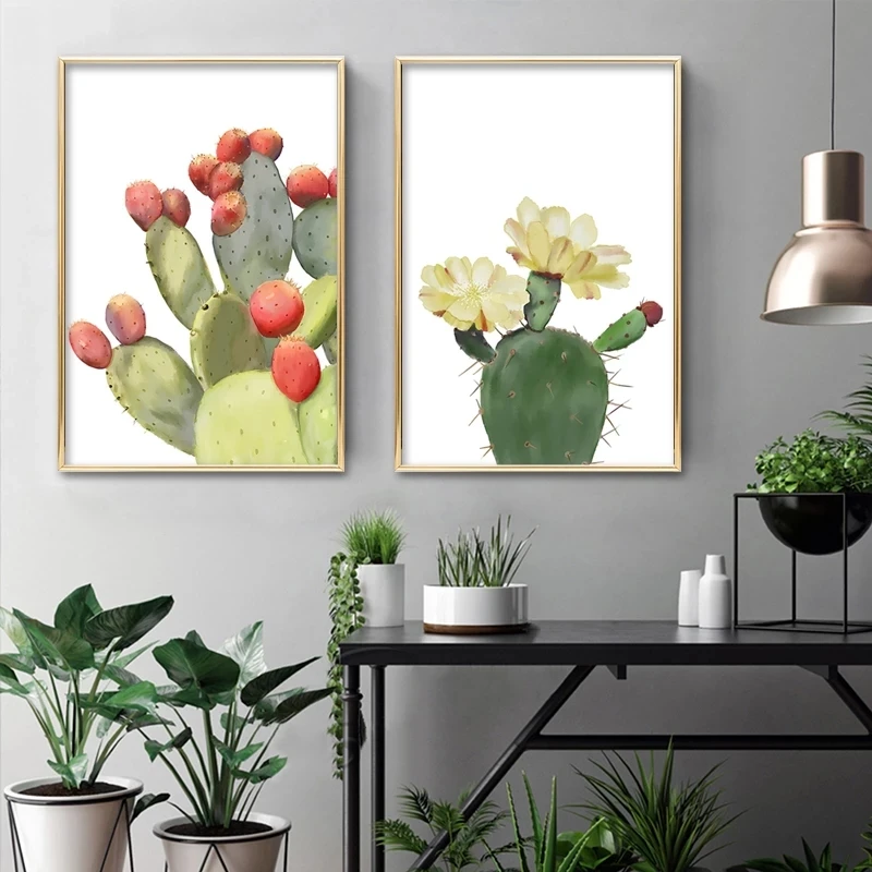 

Abstract Natural Plants Paintings Wall Art Cactus Flowers Nordic Canvas Posters Prints Living Room Bedroom Corridor Decoration
