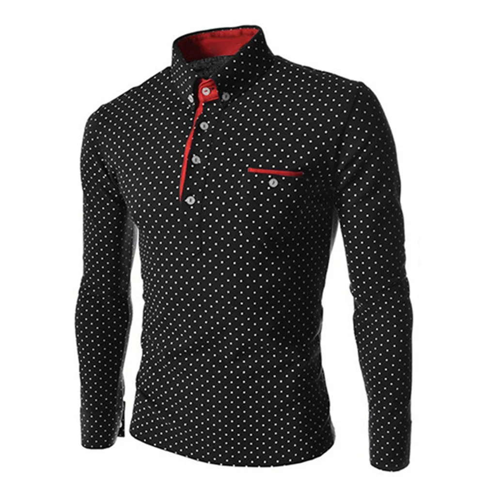 Модные мужские футболки Осенний однотонный хлопковый пуловер на пуговицах с